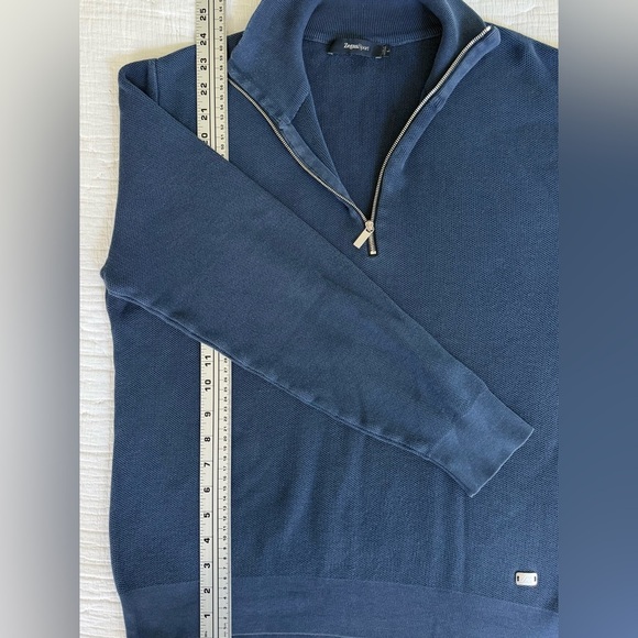 🔥ZegnaSport Men’s Half-Zip Cotton Sweater Navy Blue L | Italian Luxury Designer🔥 - Picture 13 of 13